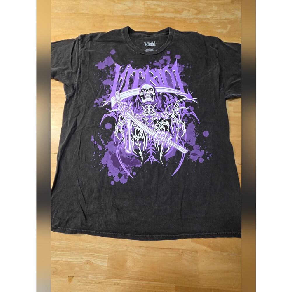 Vitriol Grim Reaper Graphic T-Shirt Xl Black Wash Purple Sickle Metal Zumiez Euc View 3